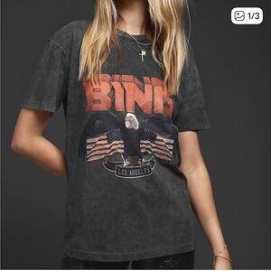 Anine Bing Eagle Tee Graphic Tee Gray Black Size Small